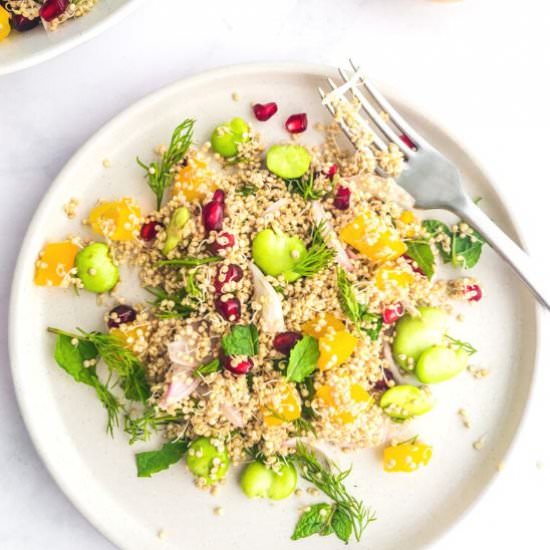 Broad Bean Sprouted Quinoa Salad - Recipe photo by flourishingkitchen