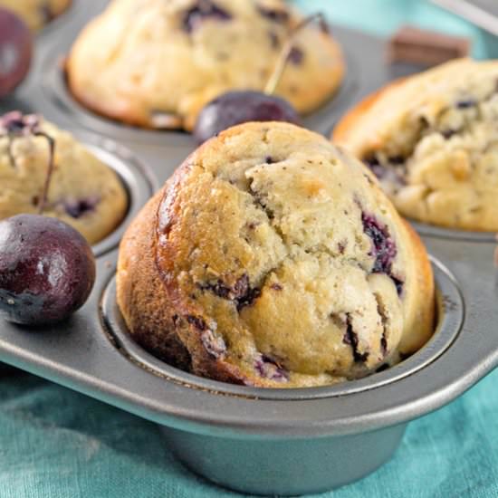 Cherry Chocolate Chunk Muffins - Recipe photo by bunsenburnerbakery