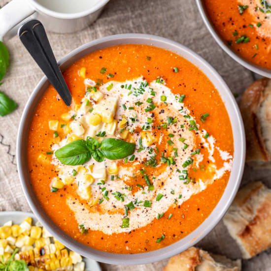 Roast Tomato and Corn Soup - Recipe photo by ihearteating