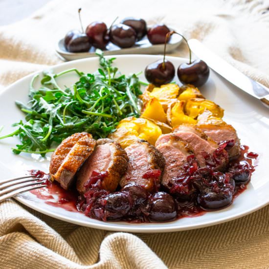 Duck Breast w/Port & Cherry Sauce - Recipe photo by GiangisKitchen