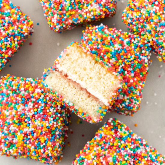 Fairy Bread Lamingtons - Recipe photo by sugarsaltmagic