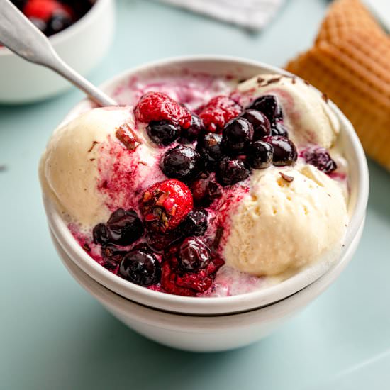 Hot Berry Sauce with Ice Cream - Recipe photo by jernejkitchen