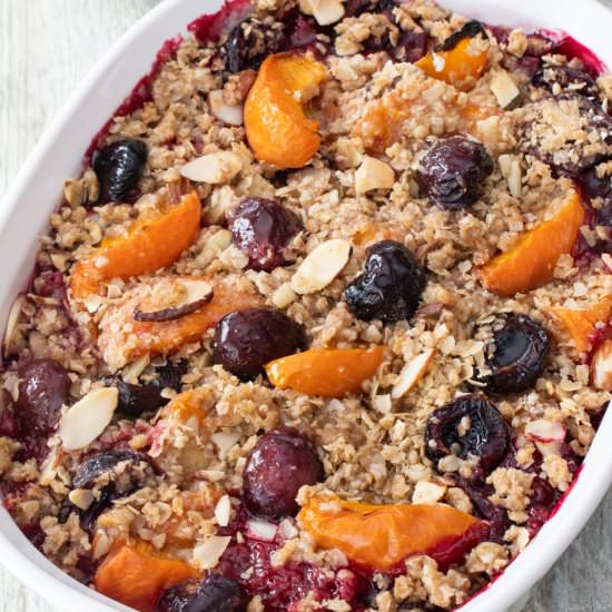 Apricot and Cherry Crisp - Recipe photo by For the Love of Cooking