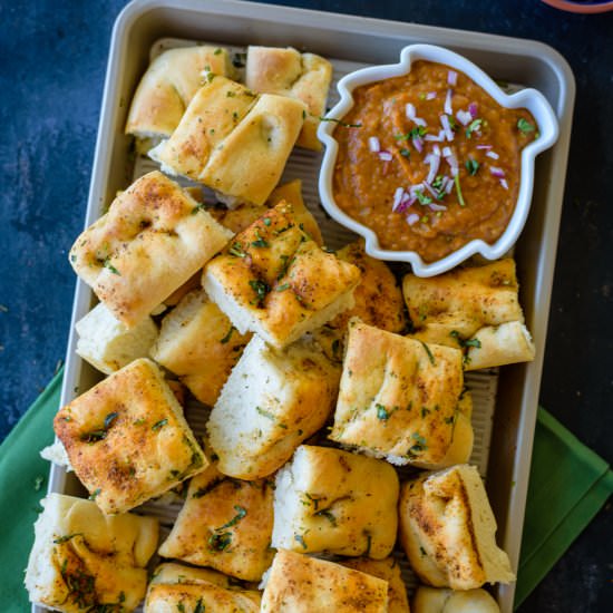 Pav Bhaji Focaccia - Recipe photo by Herbivore Cucina