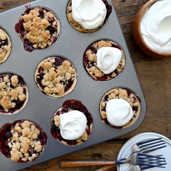 Mini Cherry Pies with Streusel - Recipe photo by justataste