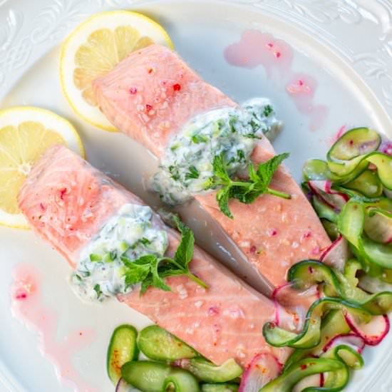 hibiscus tea poached salmon - Recipe photo by a zest for life