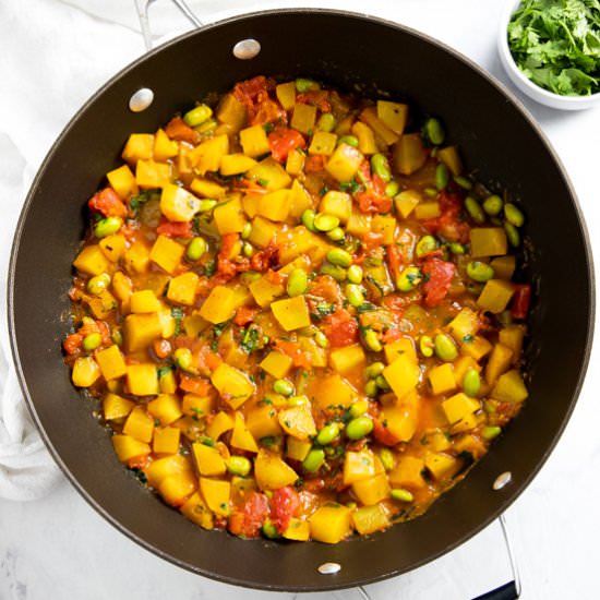Low FODMAP Potato-Edamame Curry - Recipe photo by funwithoutfodmaps