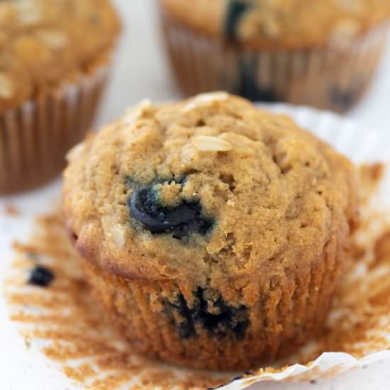 Healthy Blueberry Muffins with Oatm - Recipe photo by Kelli @ Hungry Hobby