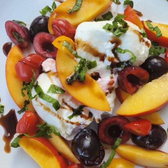 Stone Fruit Burrata Salad - Recipe photo by AmysNutritionKitchen