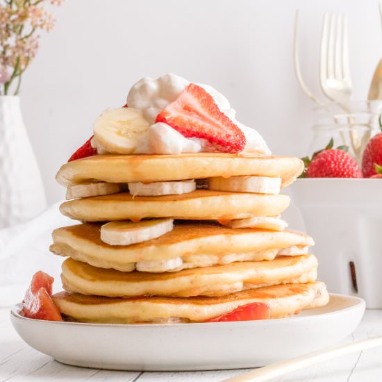 Strawberry Banana Pancakes - Recipe photo by mapleandthyme