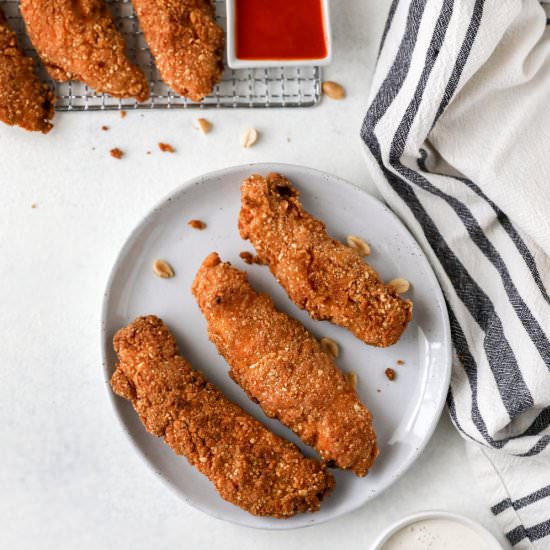 Peanut-Crusted Chicken Tenders - Recipe photo by farmflavor