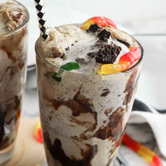 Easy Dirt and Worms Ice Cream Float - Recipe photo by bklynactivemama
