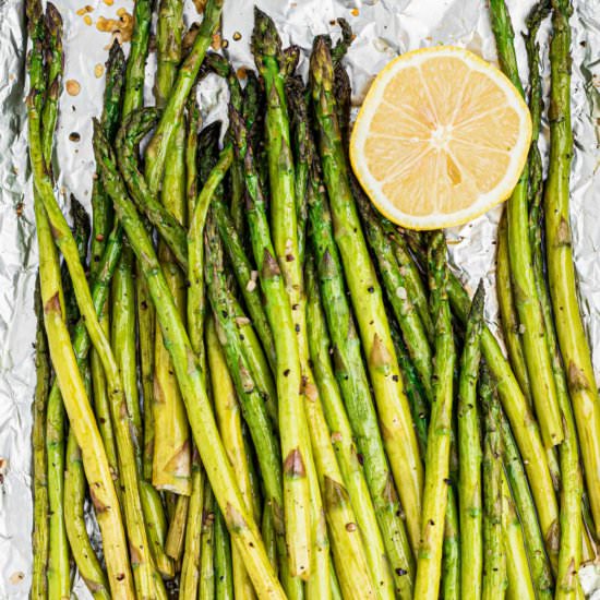 Smoked Asparagus - Recipe photo by thecaglediaries