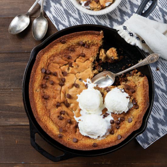 Giant Skillet Chocolate Chip Cookie - Recipe photo by farmflavor