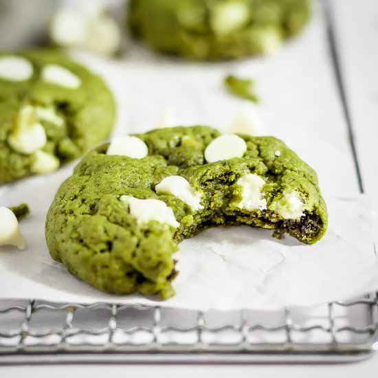White Chocolate Matcha Cookies - Recipe photo by dizzybusyandhungry