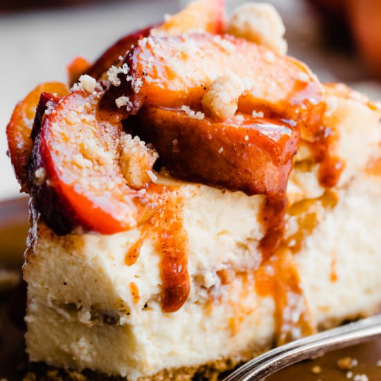 Peach Cobbler Cheesecake - Recipe photo by bluebowlrecipes