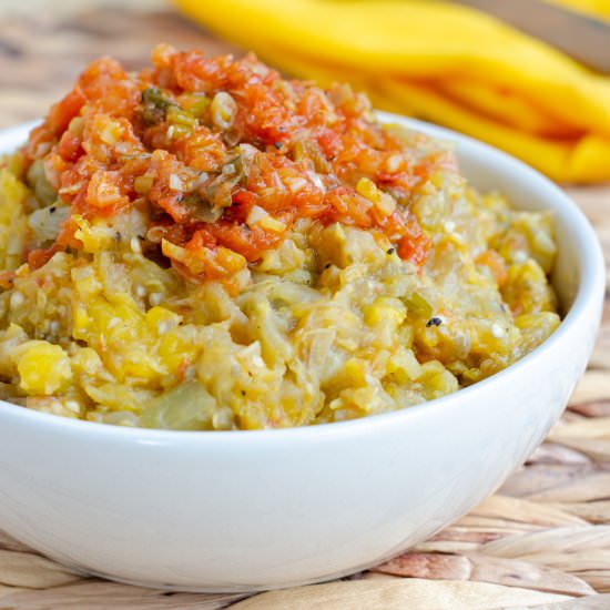Boronia (Plantain & Eggplant Mash) - Recipe photo by Vecina Vegetariana