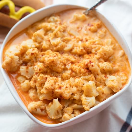 Buffalo Cauliflower Mac and Cheese - Recipe photo by hangryeconomist
