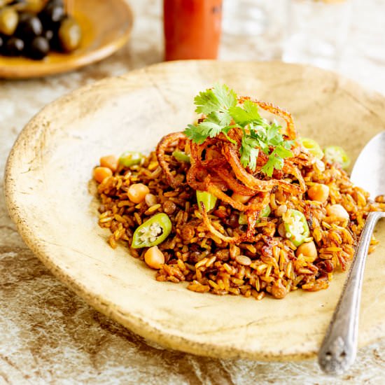 Mujaddara or mejadra rice - Recipe photo by TiaClara