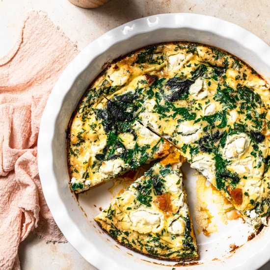 Pumpkin Feta Spinach Frittata - Recipe photo by Our Nourishing Table