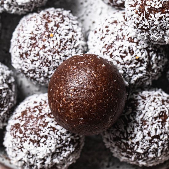 Nut Free Chocolate Bliss Balls - Recipe photo by Our Nourishing Table