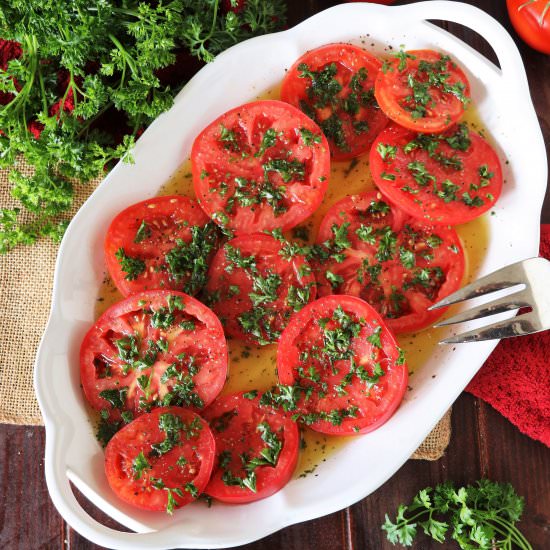 The BEST Marinated Tomatoes - Recipe photo by thekitchenismyplayground