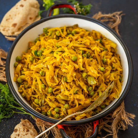 Cabbage Shaak - Recipe photo by Whiskaffair