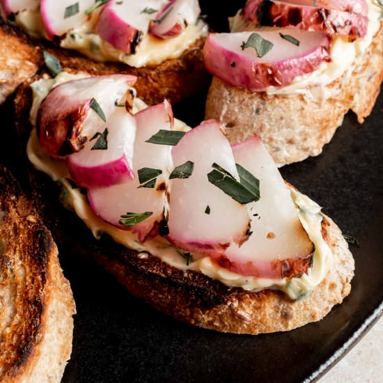grilled radishes + herb butter - Recipe photo by whisked away kitchen