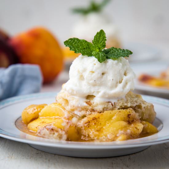 Bisquick Peach Cobbler - Recipe photo by giftofhospitality