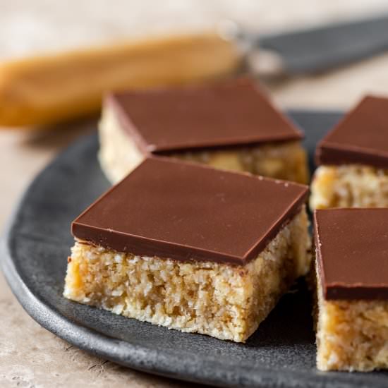 Easy Dairy-Free Caramel Slice - Recipe photo by Wholesome Patisserie