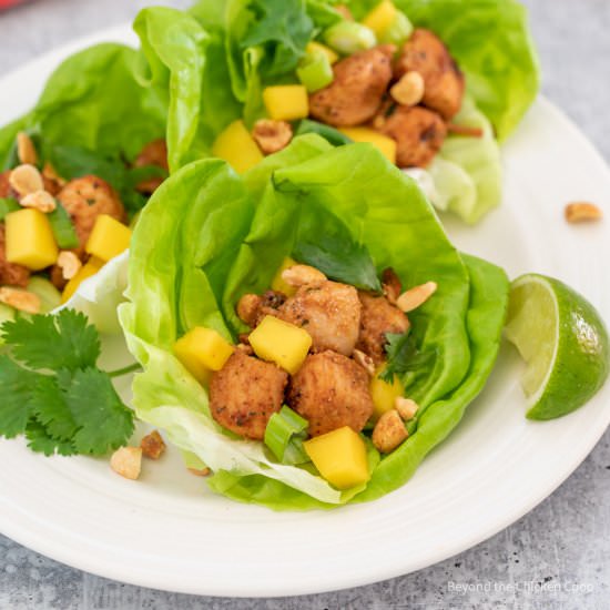 Jerk Chicken Lettuce Wraps - Recipe photo by BeyondtheCoop