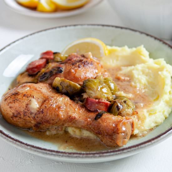 Coq Au Vin with Brussels Sprouts - Recipe photo by wellnesssleuth