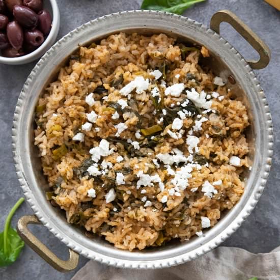 Spanakorizo Green Spinach Rice - Recipe photo by unicorns in the kitchen