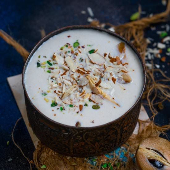 Chikoo Kheer - Recipe photo by Whiskaffair