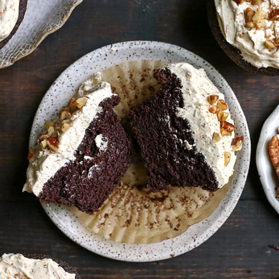 Bourbon Butter Pecan Cupcakes - Recipe photo by realfoodwithjessica