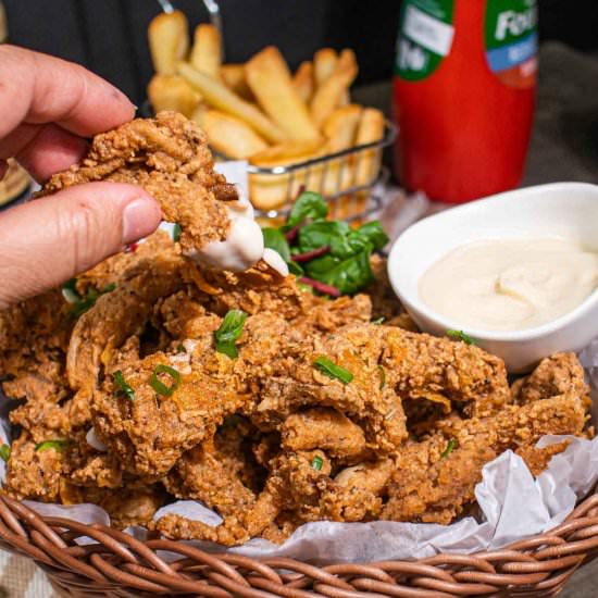 FRIED OYSTER MUSHROOMS (VEGAN FRIED - Recipe photo by Absolute Foodie