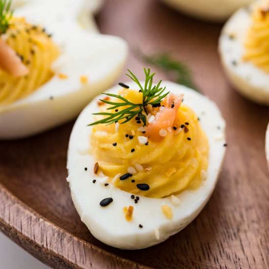 Smoked Salmon Deviled Eggs - Recipe photo by garlic and zest