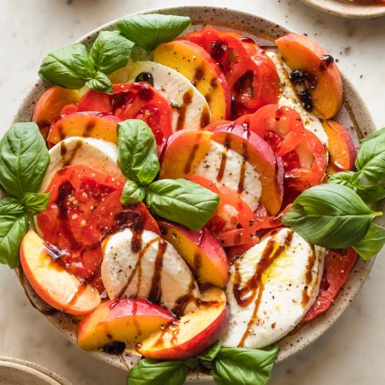 Peach Caprese Salad - Recipe photo by nourishandfete