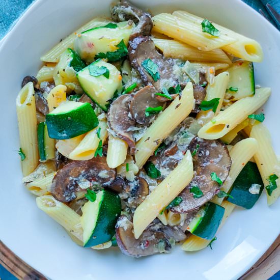 Creamy Mushroom Zucchini Pasta - Recipe photo by Sheeba@gohealthy