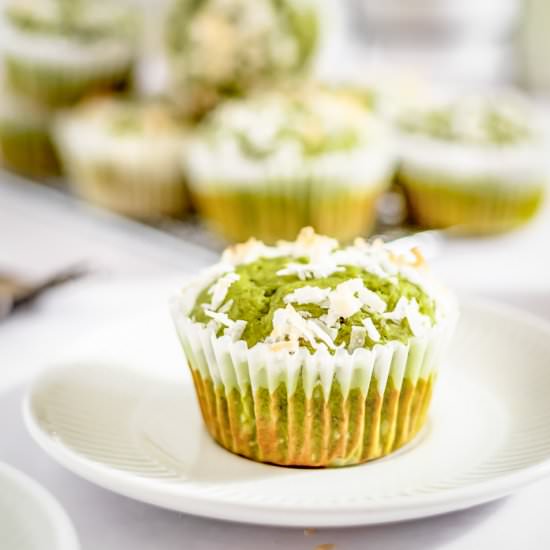 Coconut Banana Matcha Muffins - Recipe photo by dizzybusyandhungry