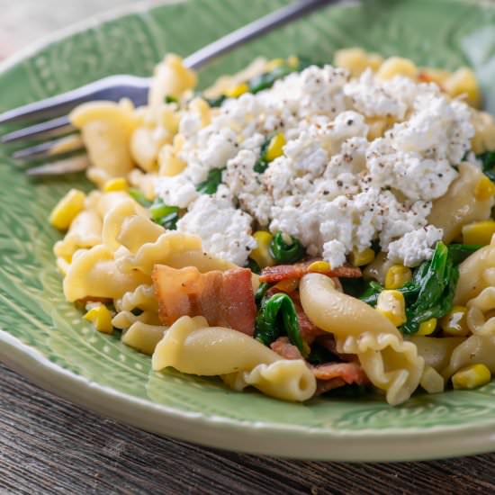 Corn and Bacon Pasta! - Recipe photo by Framed Cooks