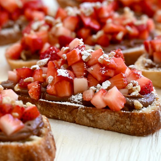 Chocolate Strawberry Bruschetta - Recipe photo by justataste