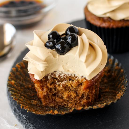 Milk Tea Cupcakes with Boba - Recipe photo by Bakes and Blunders