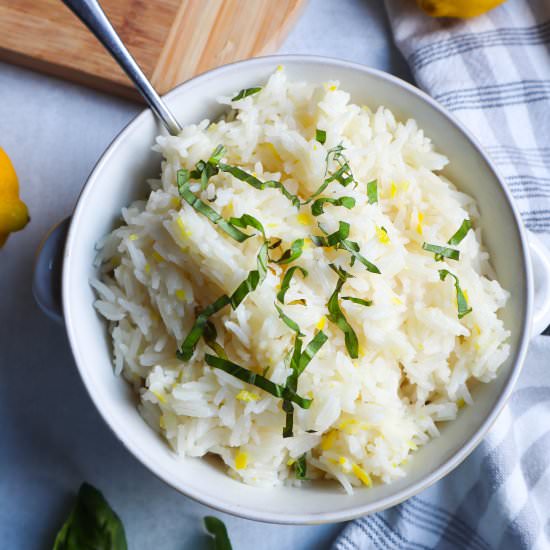 The Best Lemon Basil Rice - Recipe photo by blessthismeal