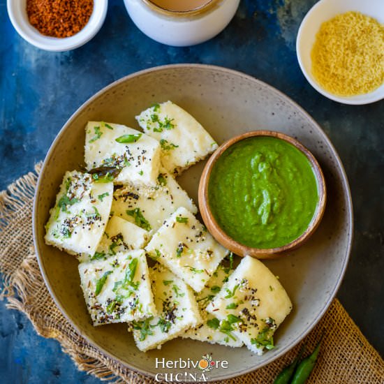 Instant Rava Dhokla - Recipe photo by Herbivore Cucina
