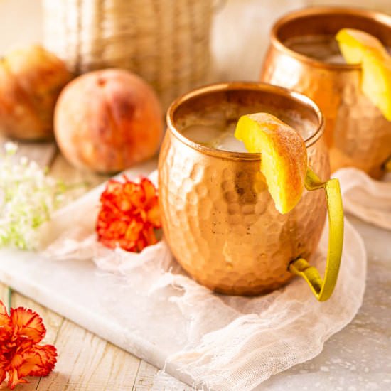 Fresh Peach Moscow Mule - Recipe photo by Burrata and Bubbles