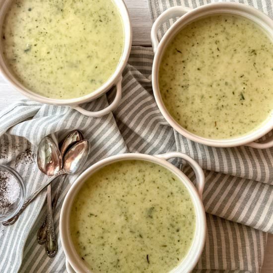 Cheesy Broccoli Zucchini Soup - Recipe photo by SugarandSnapPeas
