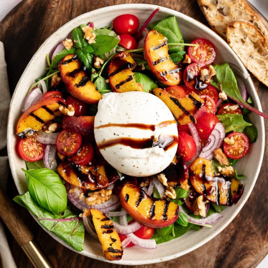 Grilled Peach and Burrata Salad - Recipe photo by The Last Food Blog