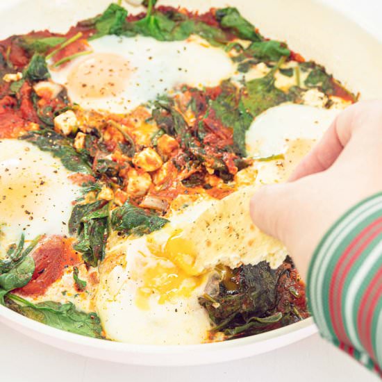 Shakshuka with Spinach and Feta - Recipe photo by Andrea Janssen