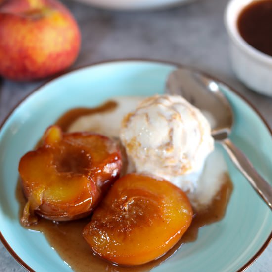 Bourbon Baked Peaches - Recipe photo by Man Meets Oven